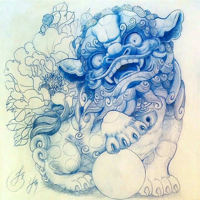 Foo Dog Drawing Pics