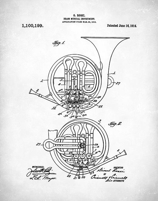 French Horn Art Drawing