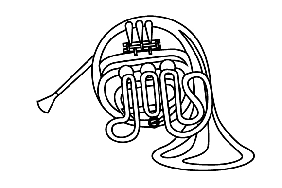 French Horn Drawing Beautiful Image