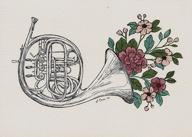 French Horn Drawing Image