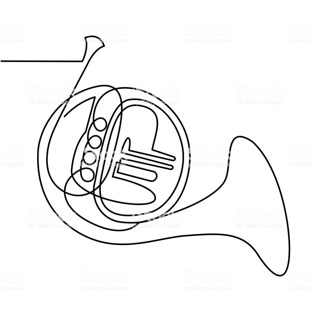 French Horn Drawing Sketch