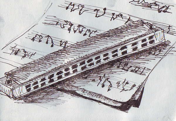 Harmonica Drawing Beautiful Image