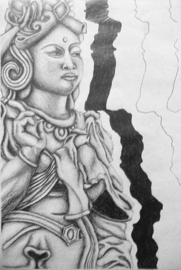 Hindu Goddess Drawing Sketch