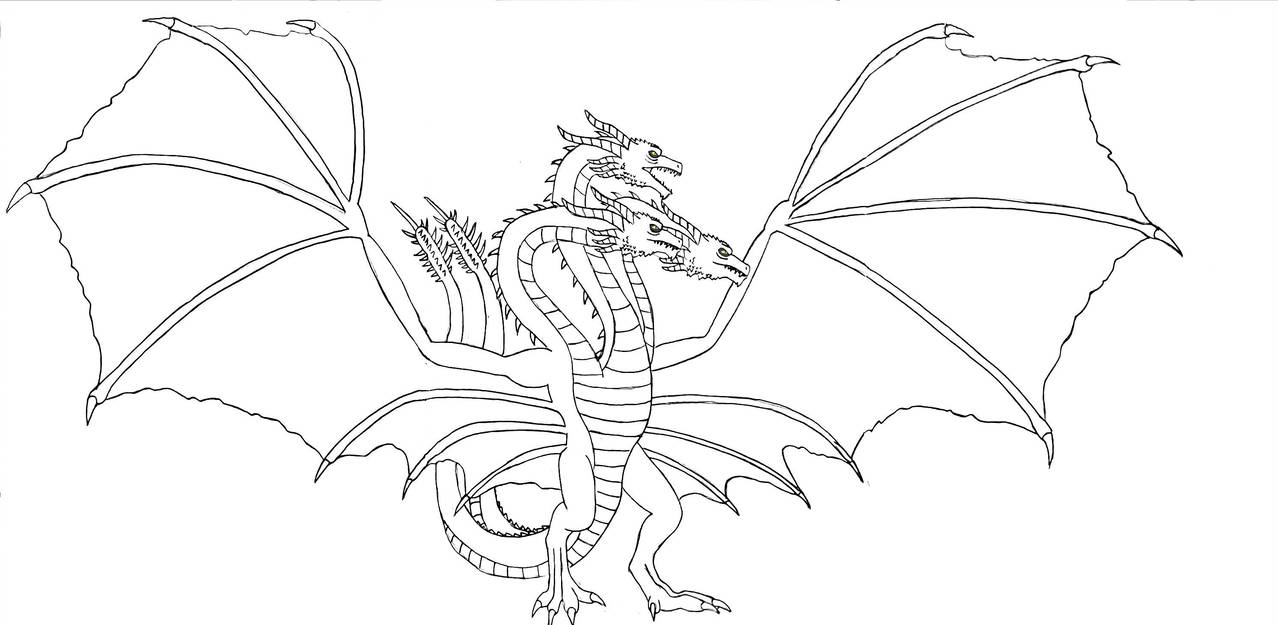 King Ghidorah Dragon Drawing Art
