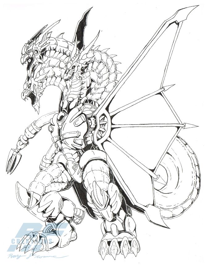 King Ghidorah Dragon Drawing Image