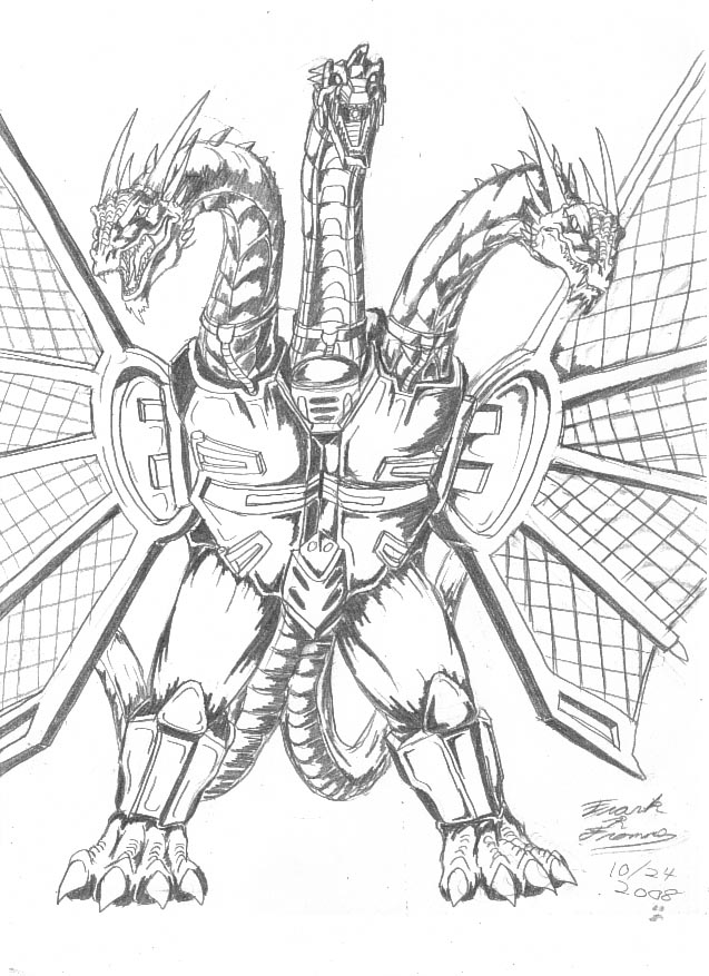 King Ghidorah Dragon Drawing Pic