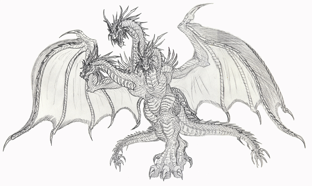 King Ghidorah Dragon Drawing Picture