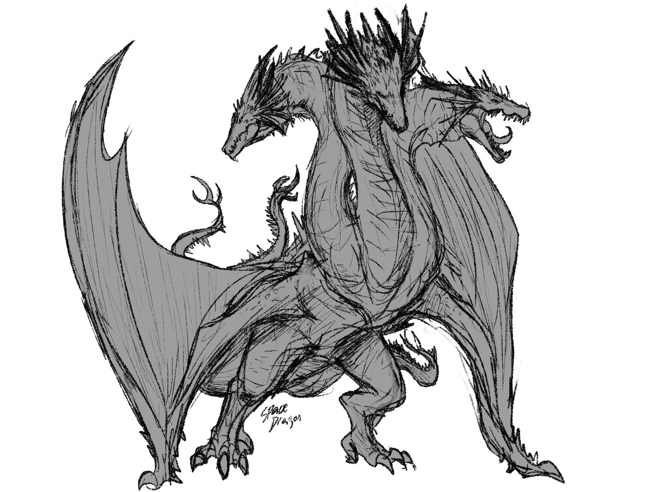 King Ghidorah Dragon Drawing Realistic