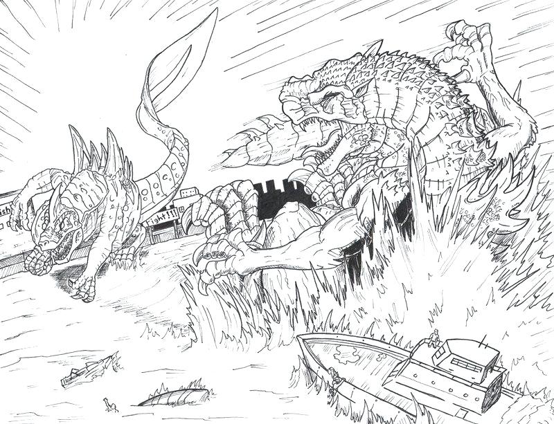 King Ghidorah Dragon Drawing Sketch
