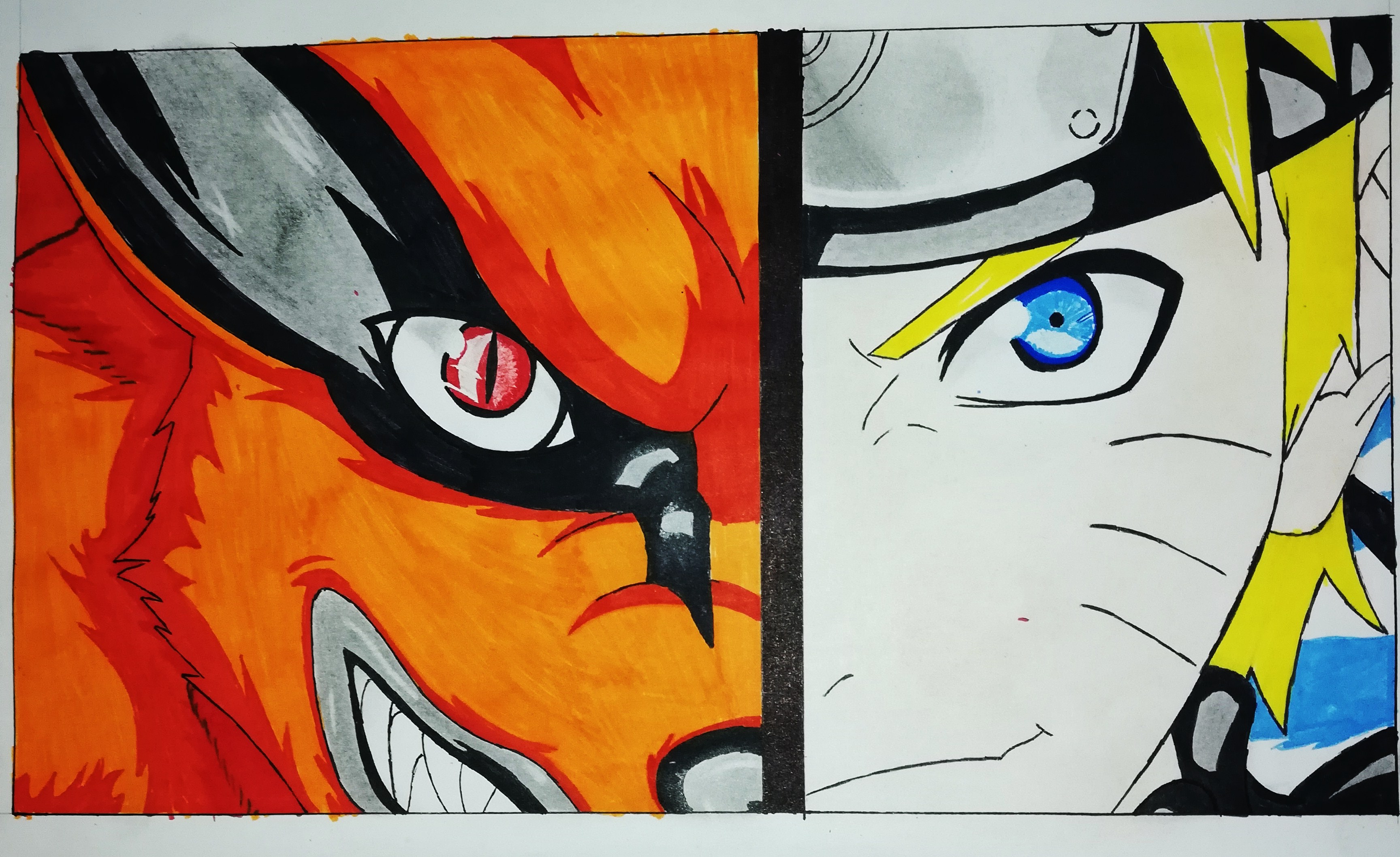 Kurama and Naruto Drawing