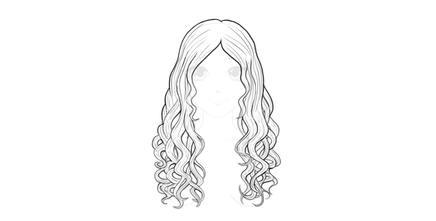 Long Hair Drawing Art - Drawing Skill