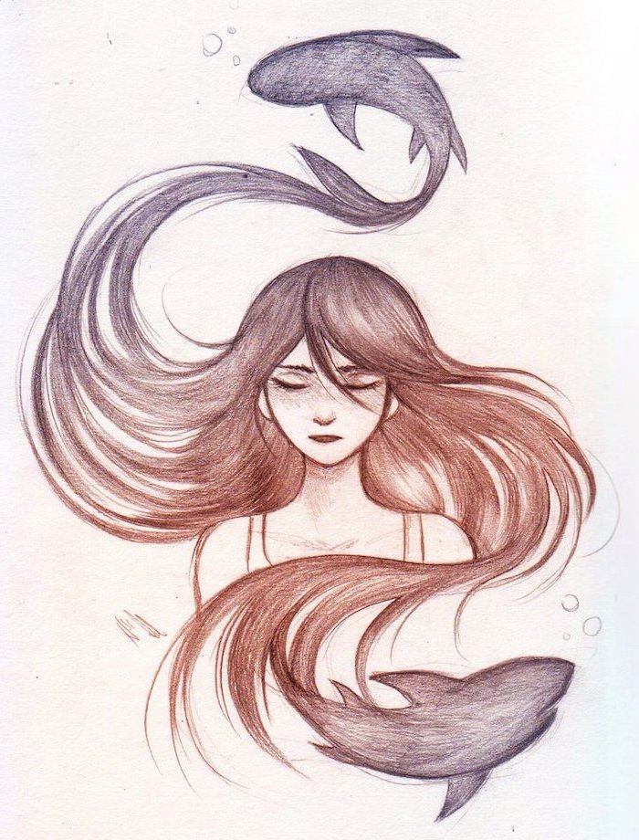 Long Hair Drawing Sketch