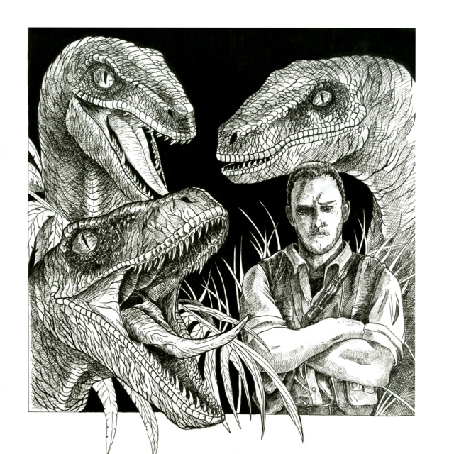 Raptor Squad From Jurassic World Drawing Art