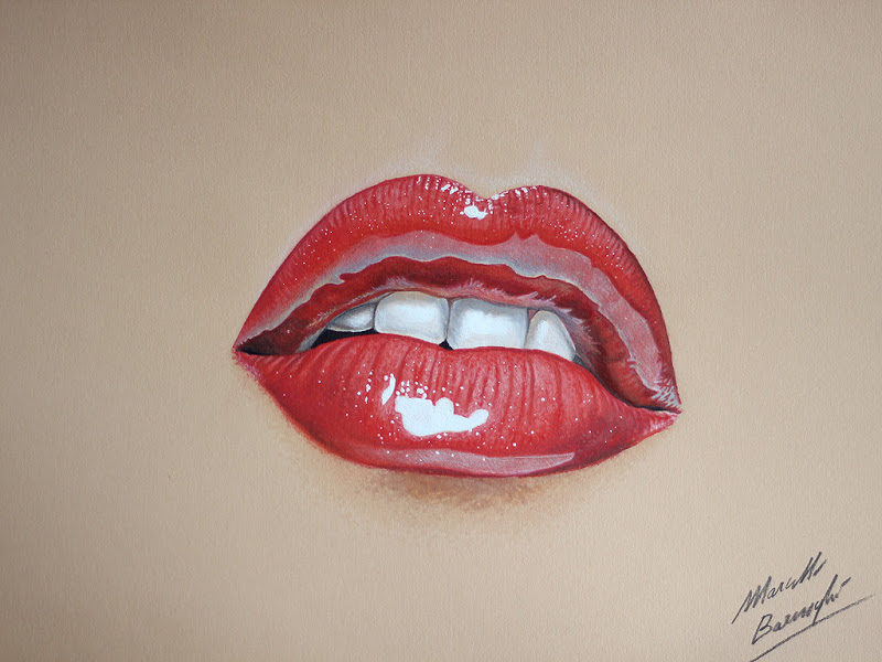 Red Lips Drawing Art
