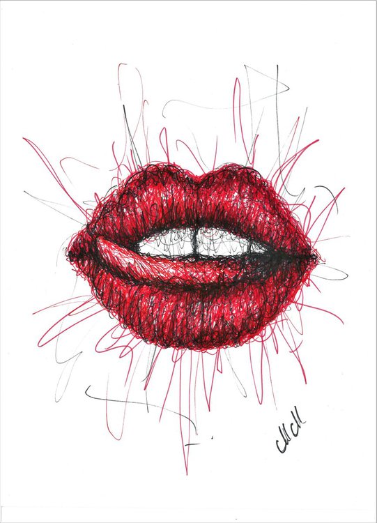 Red Lips Drawing Pic