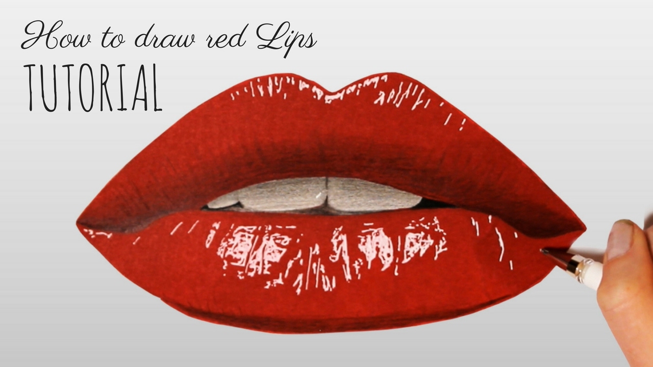 Red Lips Drawing Realistic