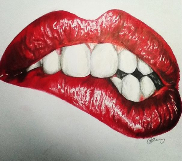 Red Lips Drawing Sketch