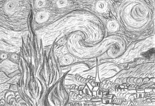 Starry Night Drawing Image