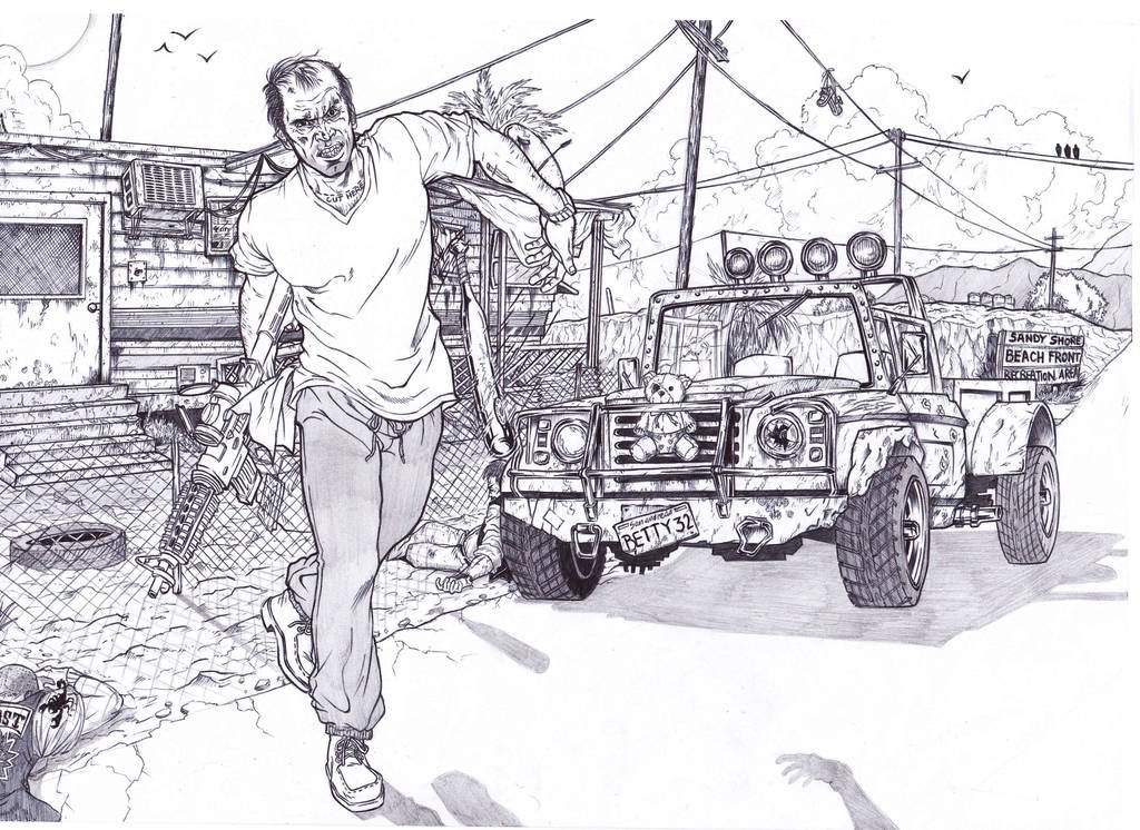 Trevor Philips Drawing Art