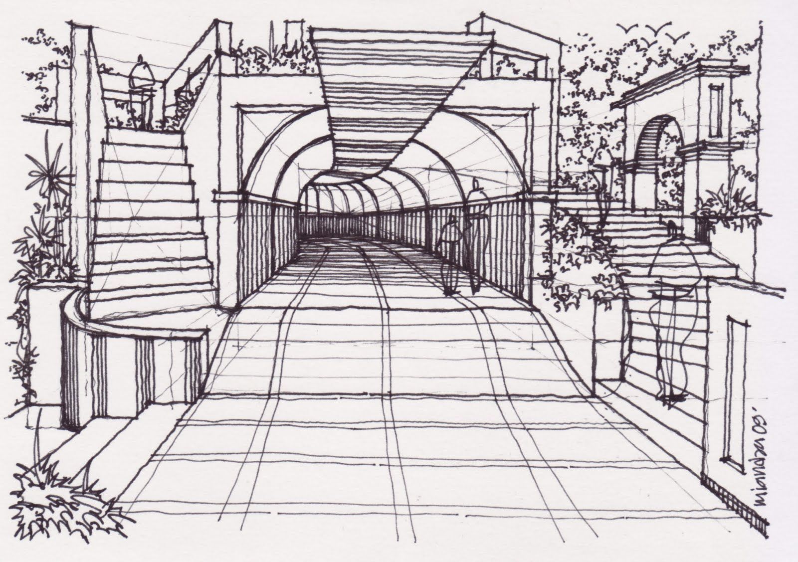 Tunnel Drawing Beautiful Image