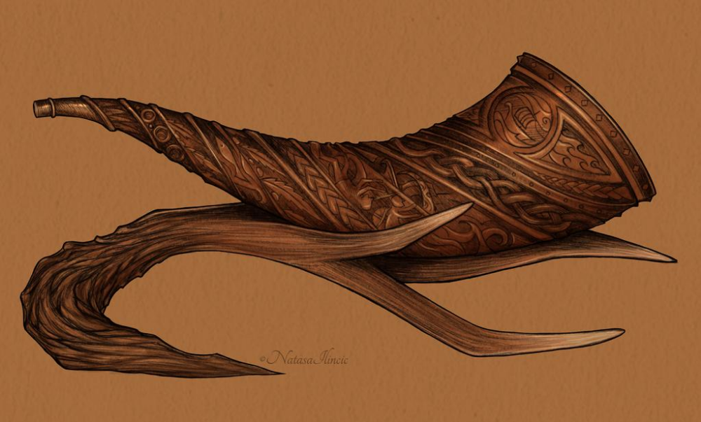 Viking Horn Drawing