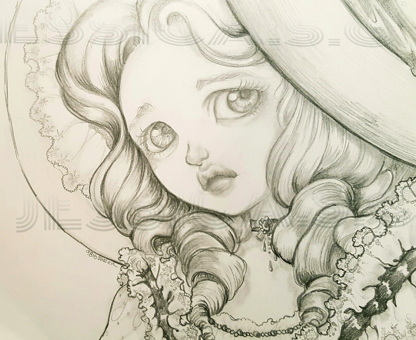 Vintage Girl Drawing Picture