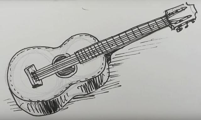 Vintage Guitar Drawing Pics