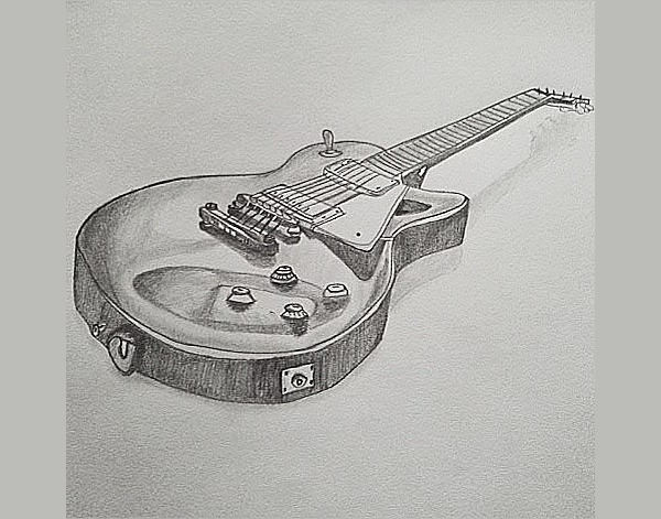 Vintage Guitar Drawing Realistic