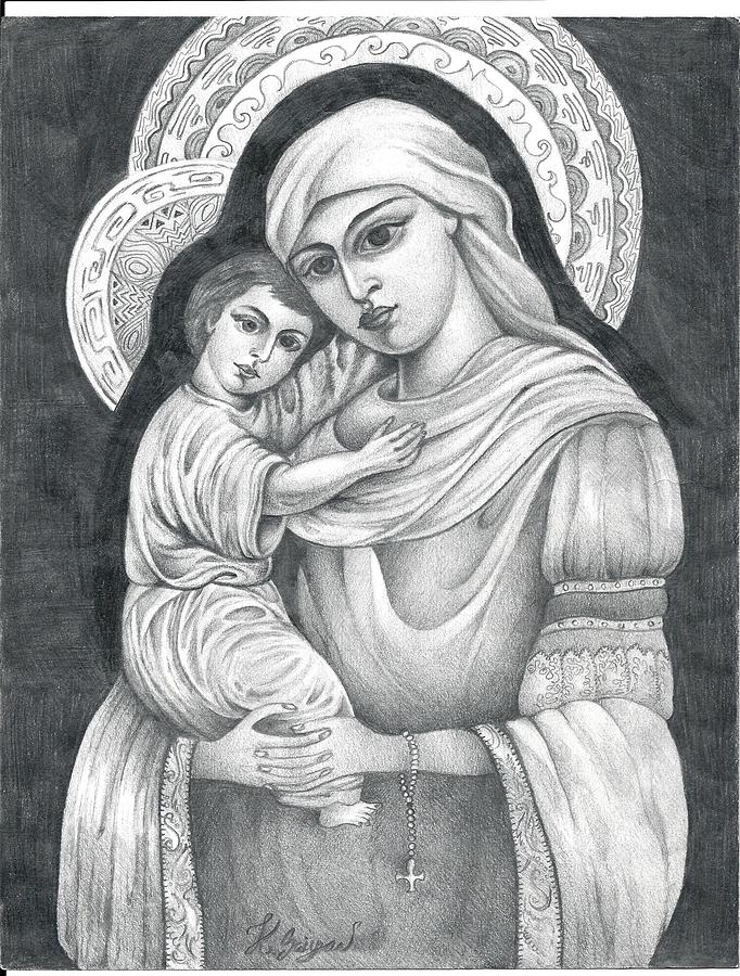 Virgin Mary Drawing Beautiful Art