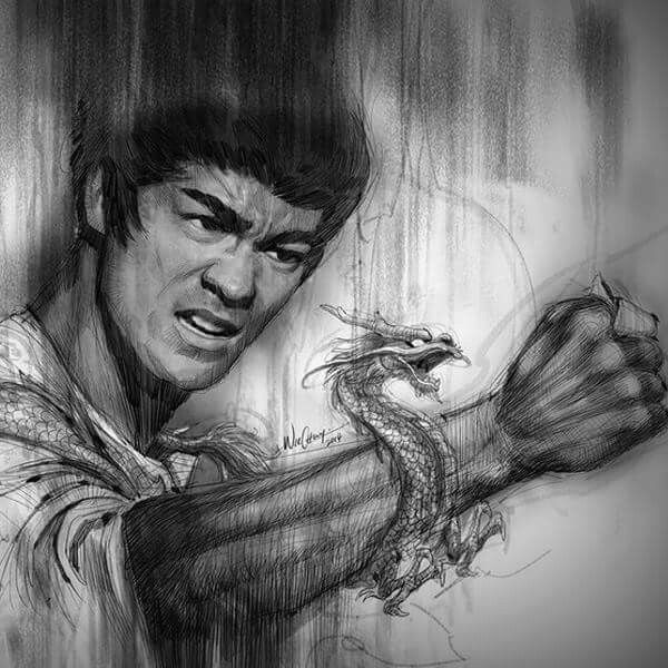 Actor Bruce Lee Drawing Photo