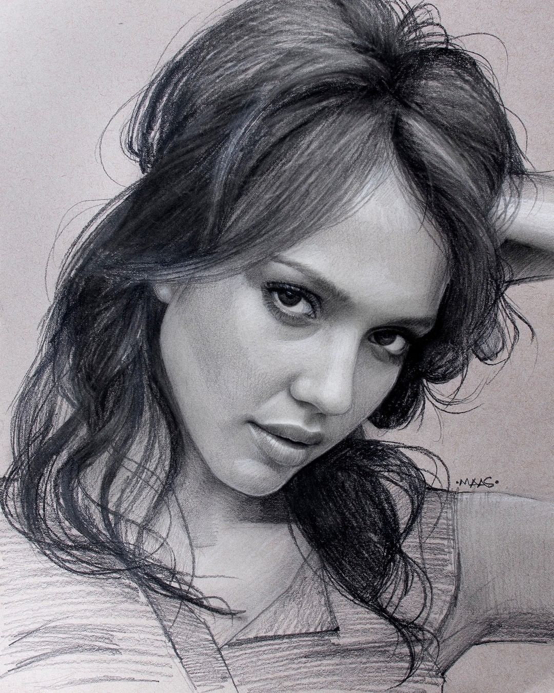 Actress Jessica Alba Drawing