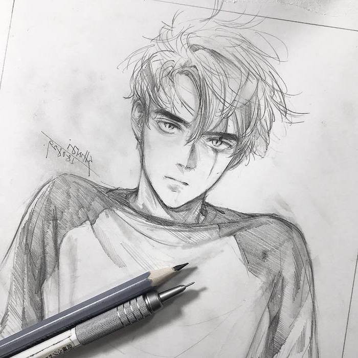 Boy Sketch Drawing Beautiful Image