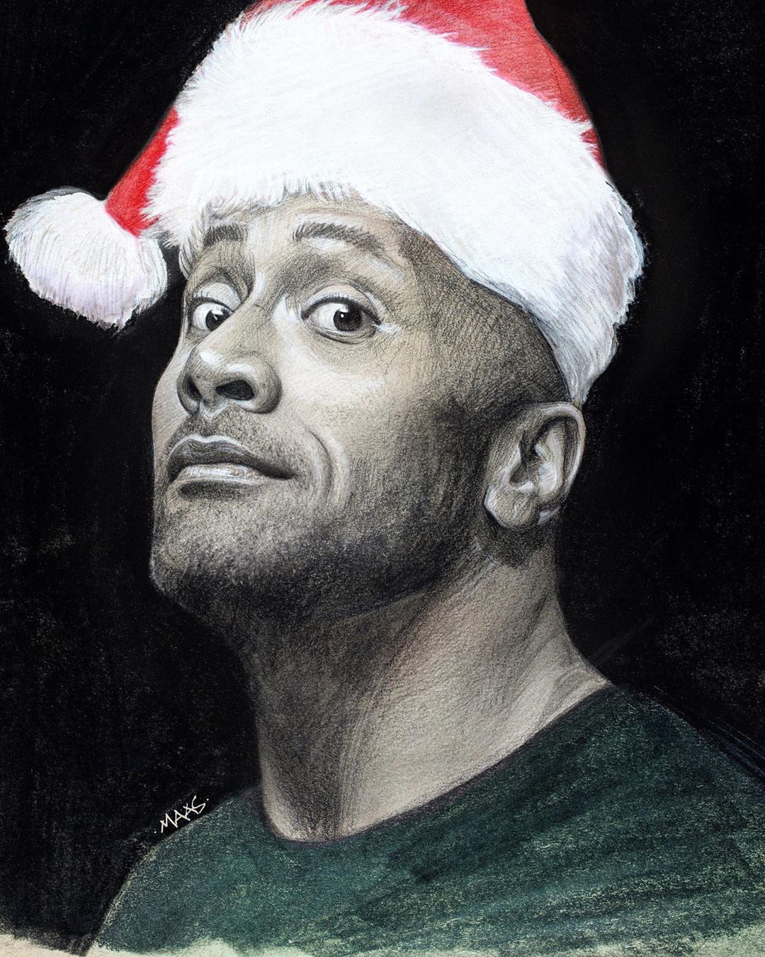 Christmas Hat Dwayne Johnson Drawing