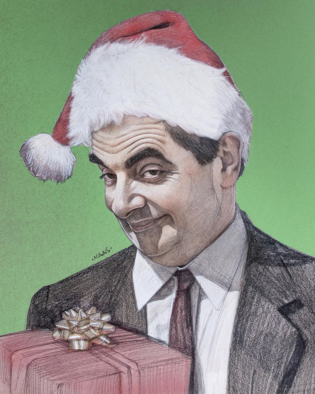 Christmas Mr. Bean Drawing