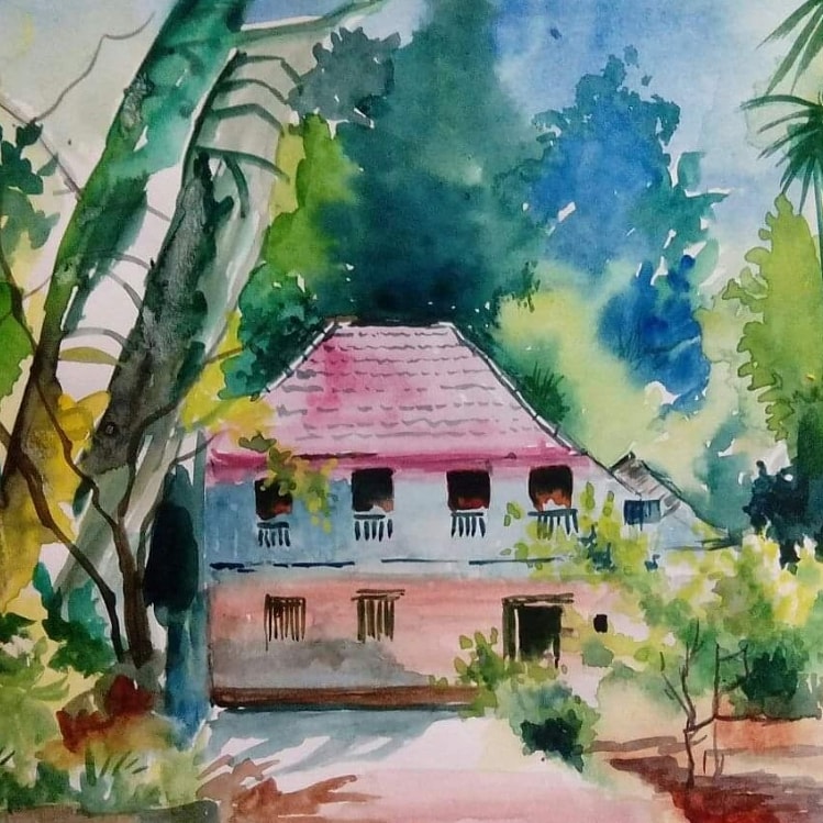 Classic House Colored Painting Drawing