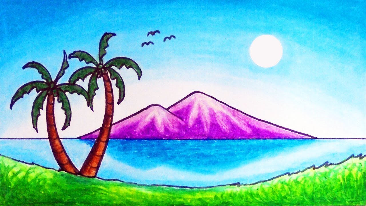 Colored Nature Easy Drawing Image