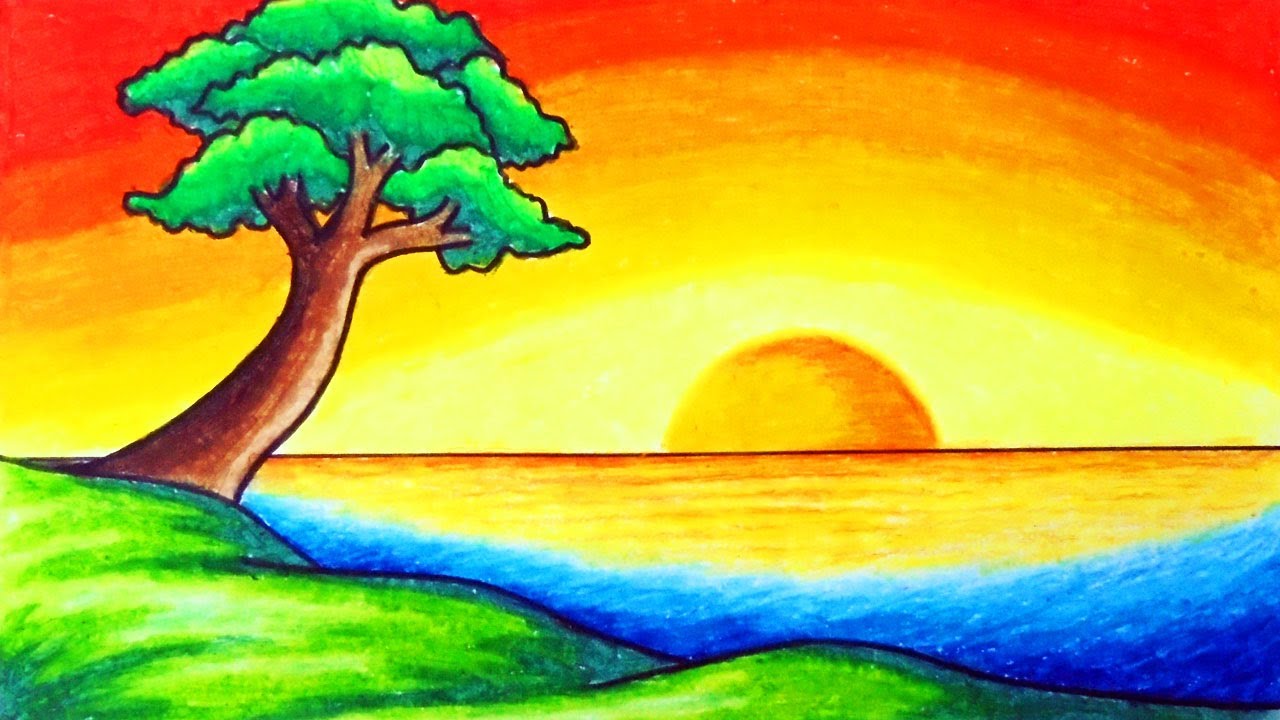Nature scenery drawing step by step / Easy Pencil art for beginners drawing  - YouTube