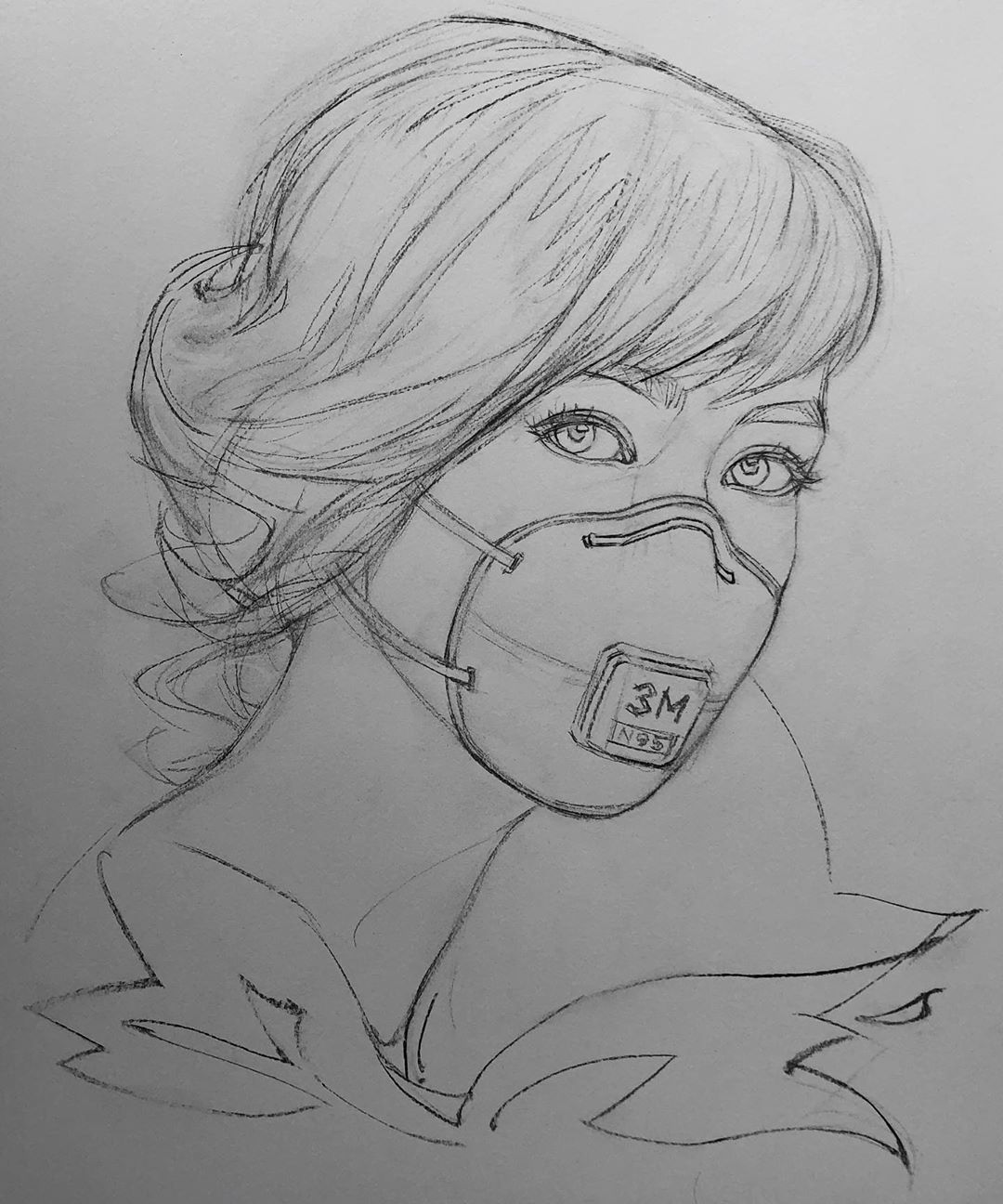 Coronavirus Stay Safe Face Mask Drawing Art