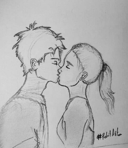 Couple Kiss Sketch Drawing