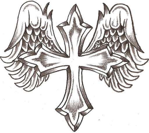 Cross With Wings Art Drawing