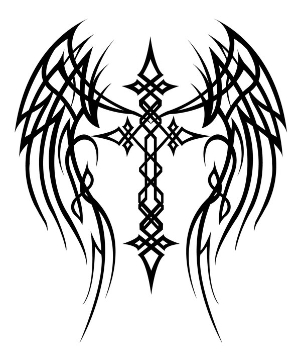 Cross With Wings Drawing Beautiful Image