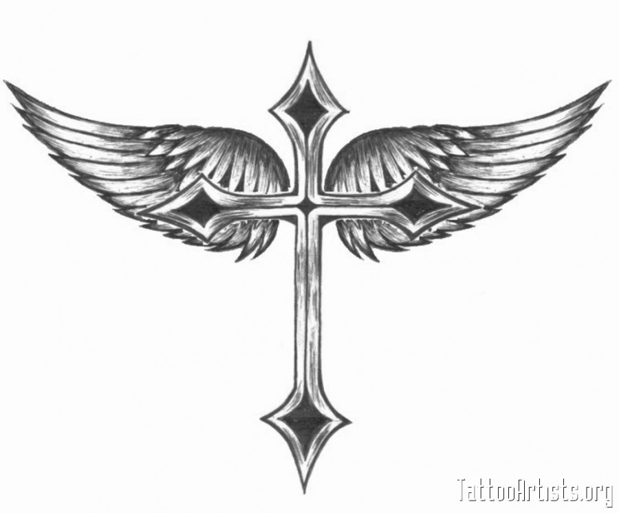 Cross With Wings Drawing Creative Art