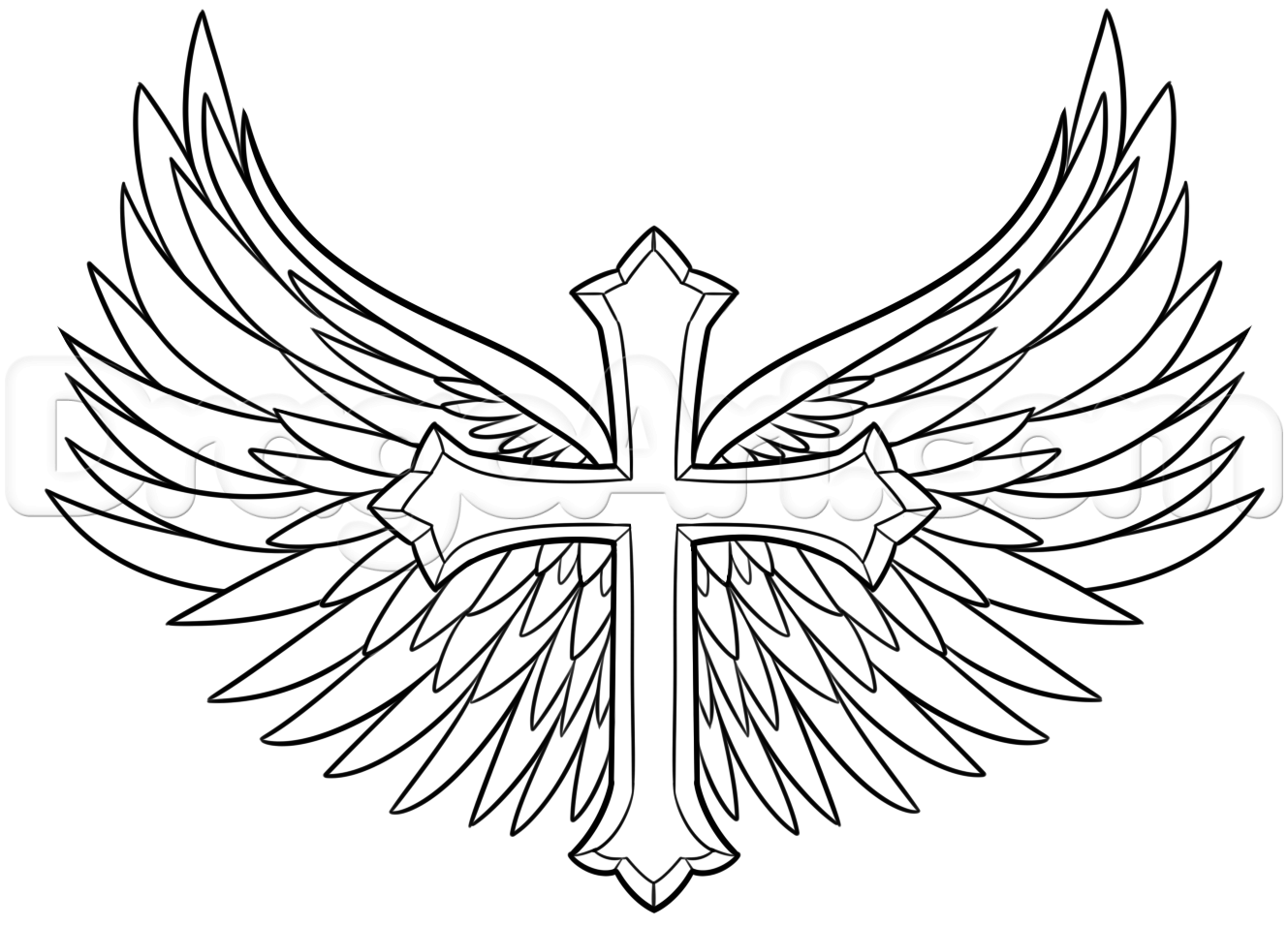 Cross With Wings Drawing Pic