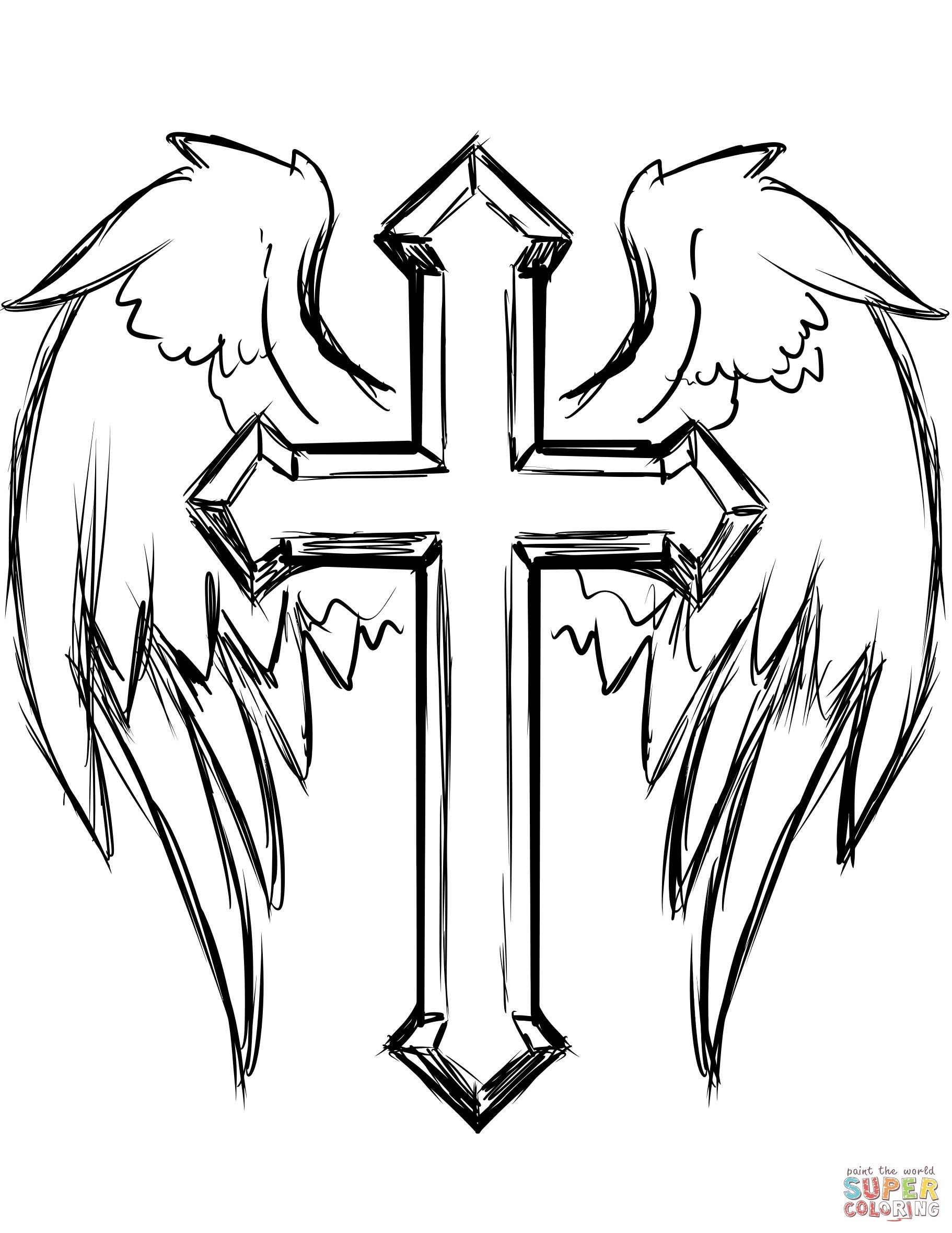 Cross With Wings Drawing Pics