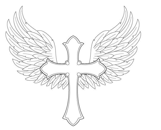 Cross With Wings Drawing Picture