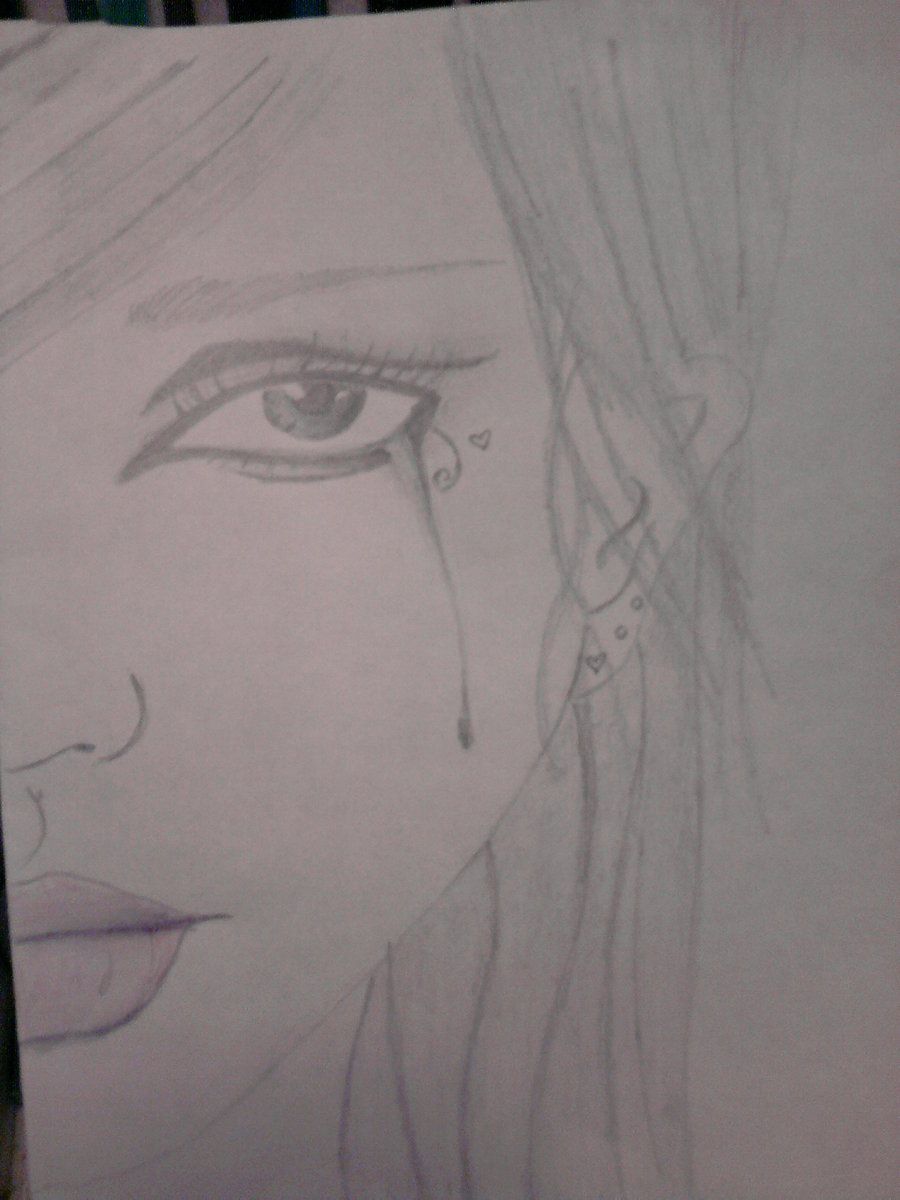 Crying Girl Drawing Beautiful Image