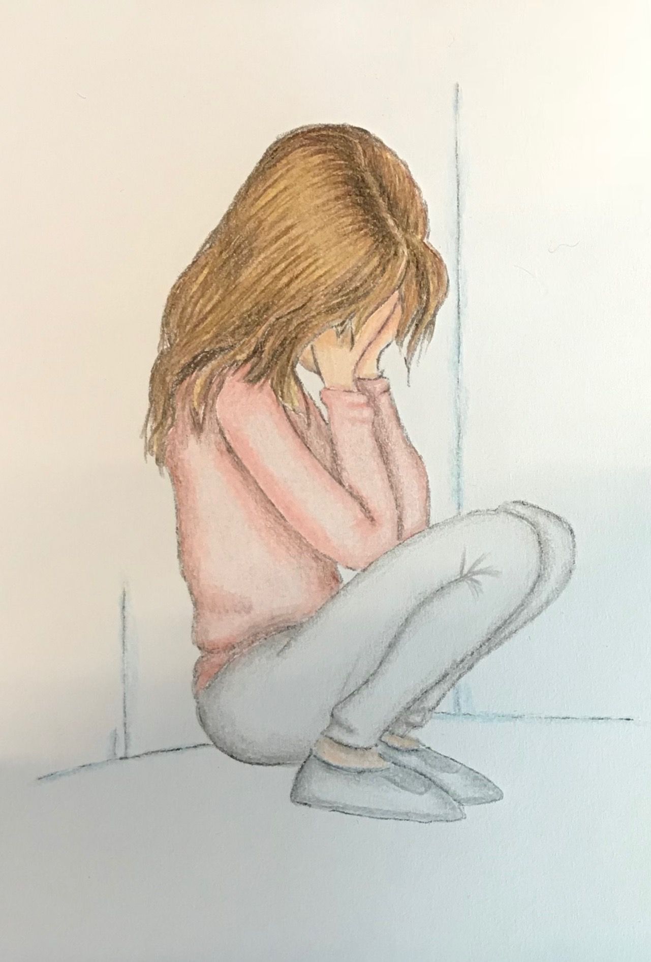 Crying Girl Drawing Image