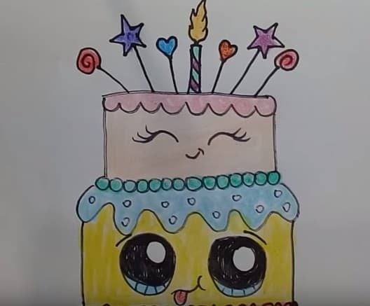 Cute Cake Drawing Sketch