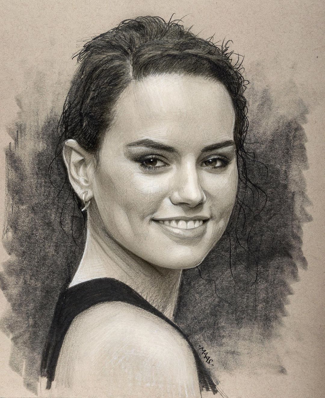 Cute Smiling Daisy Ridley Drawing