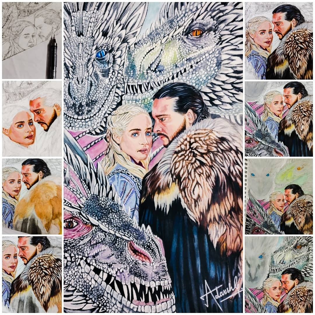 Daenerys Targaryen and Jon Snow Drawing